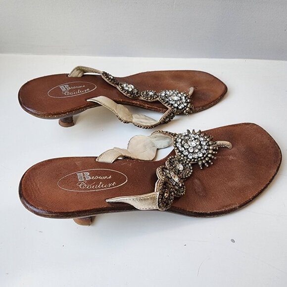 Browns Couture size 7 (size 37) kitten heel beaded shoes - Picture 8 of 9